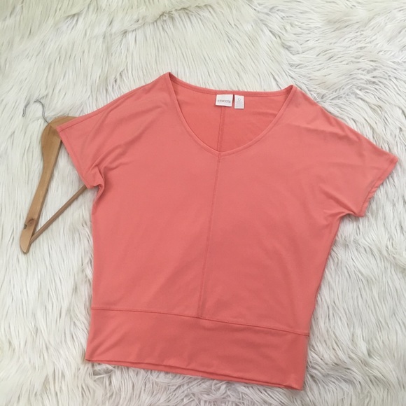 Chico's Tops - Chicos Peachy Orange Short Dolman Sleeve Knit Top